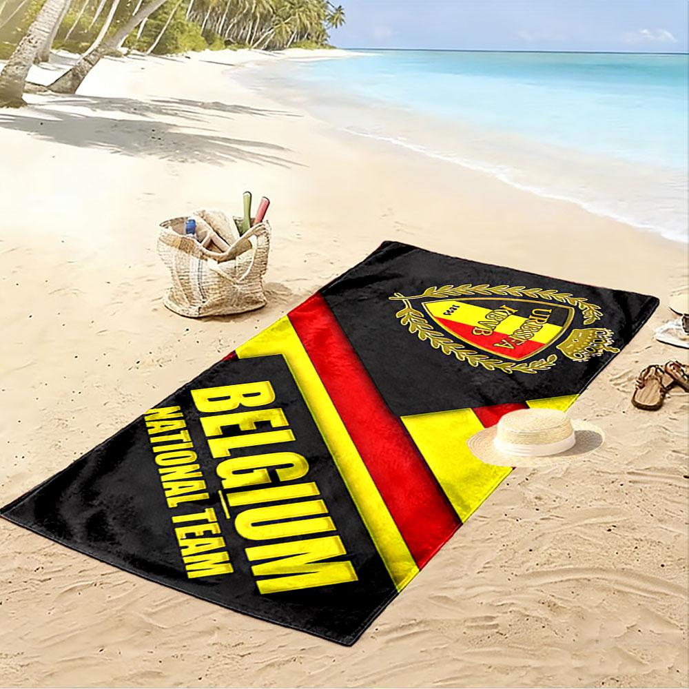 Giant Beach Towel with Belgium National Football Team, Quick Dry Microfiber, Soft and Absorbent, for Beach Pool Travel Gift