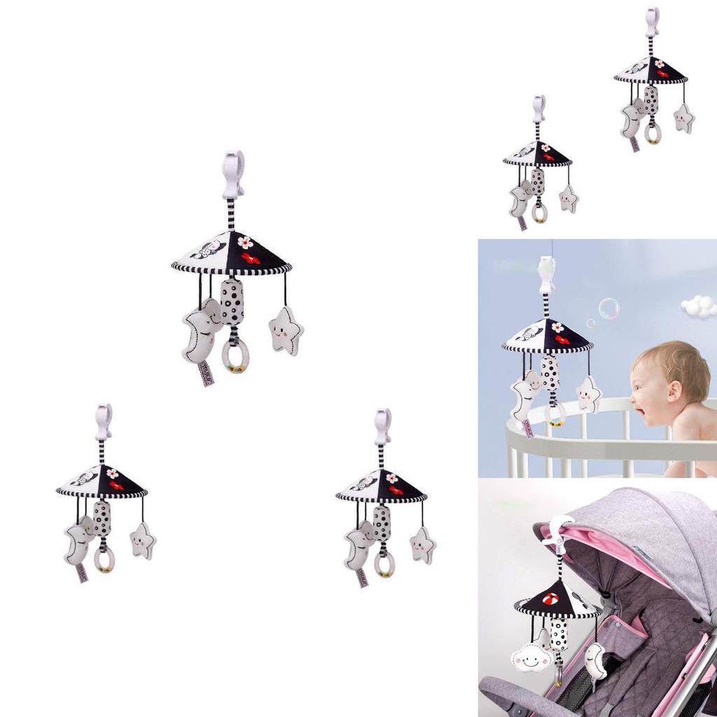 Infant Black And White Rattle Bell Wind Chime Baby Cot Hanging Rotation Bed Bell