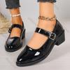 Mode Frühling Herbst Pumps für Damen Quadratischer Mittelhoher Absatz Flache Mündung Einzelne Schuhe Einfarbig Spitzschuhe Absatzschuhe Damen Mary Janes Schuhe