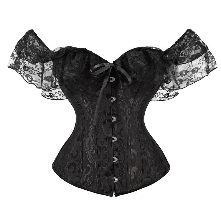 Court Style Jacquard Bodysuit with Lace Straps