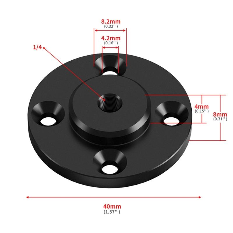 Standardmäßige 1/4-Zoll-Gewinde-Wandhalterung aus Aluminiumlegierung, kompatibel mit DSLR-Lampen, Smartphone-Klemmen, Schwarz