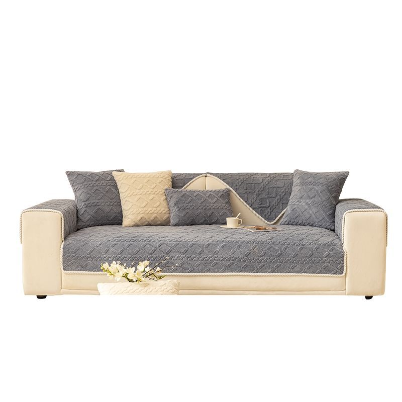 Solid Color Plush Sofa Cushion Winter Thickened Non-Slip Seat Cushion Winter Simple Sofa Cover All-Inclusive Cover