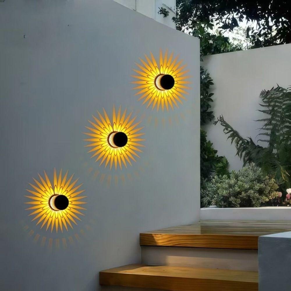 Multifunctional Hollow Solar Wall Lamp Waterproof Creative Solar Projection Lamp Energy Saving Iron Atmosphere Lamp Balcony