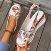 Wedge Flat Sandals Women Summer Slingbacks Peep Toe Platform Shoes for Women Light Non-slip Comfort Fabric Cushion Beach Sandals