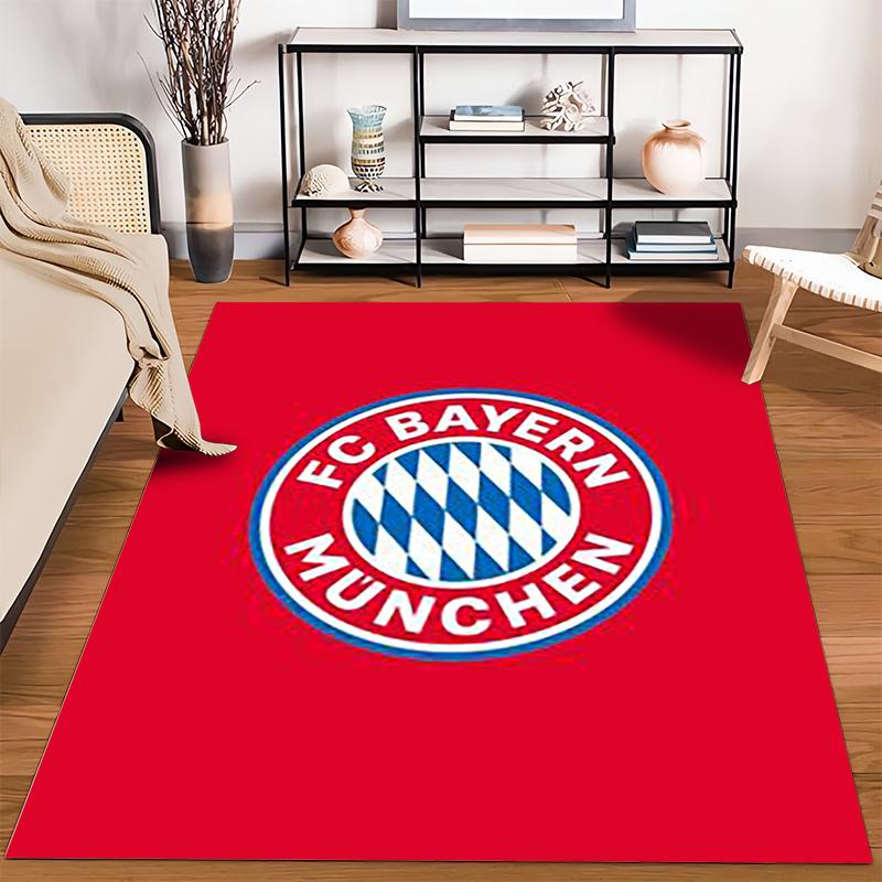 FC Bayern Logo Red Rug Design Non-slip Rug Suitable for Living Room and Bedroom Sofas.
