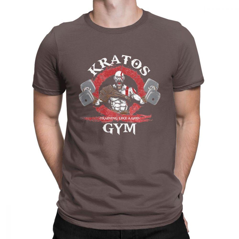 Men's God Of War Kratos Gym Workout Bodybuilding T Shirt Fitness 100% Cotton Clothing Casual Tees T-Shirt Plus Size 4XL 5XL