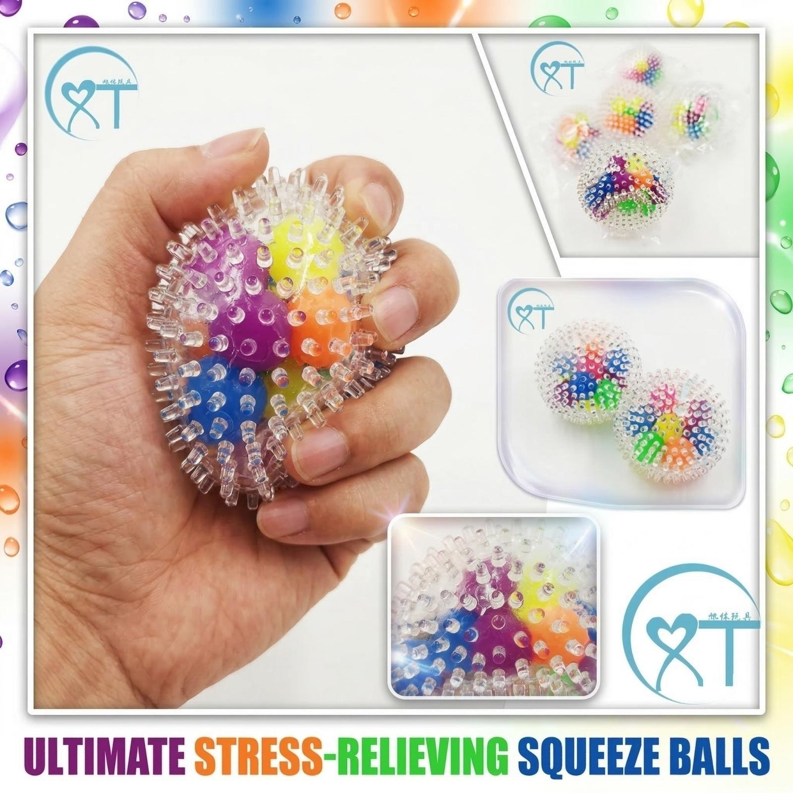 -to-decompress Colorful Bead Massage Ball With Spikes And TPR Soft Rubber. One Size