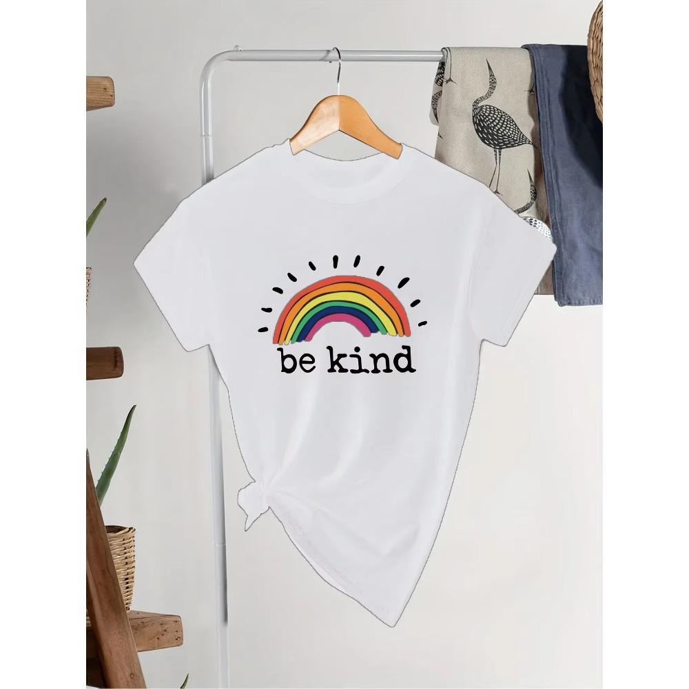 

Футболка с коротким рукавом и принтом «Be Kind» большого размера, женская, слегка эластичная, с круглым вырезом, повседневная футболка XXXXXL чёрный