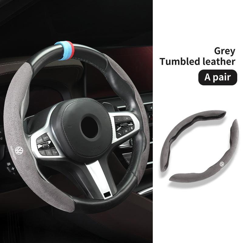 Leather Car Steering-wheel Cover Anti-slip Steer Wheel Cushion For Volkswagen VW Scirocco Passat Polo B5 B6 B7 CC Tiguan Sharan QS0