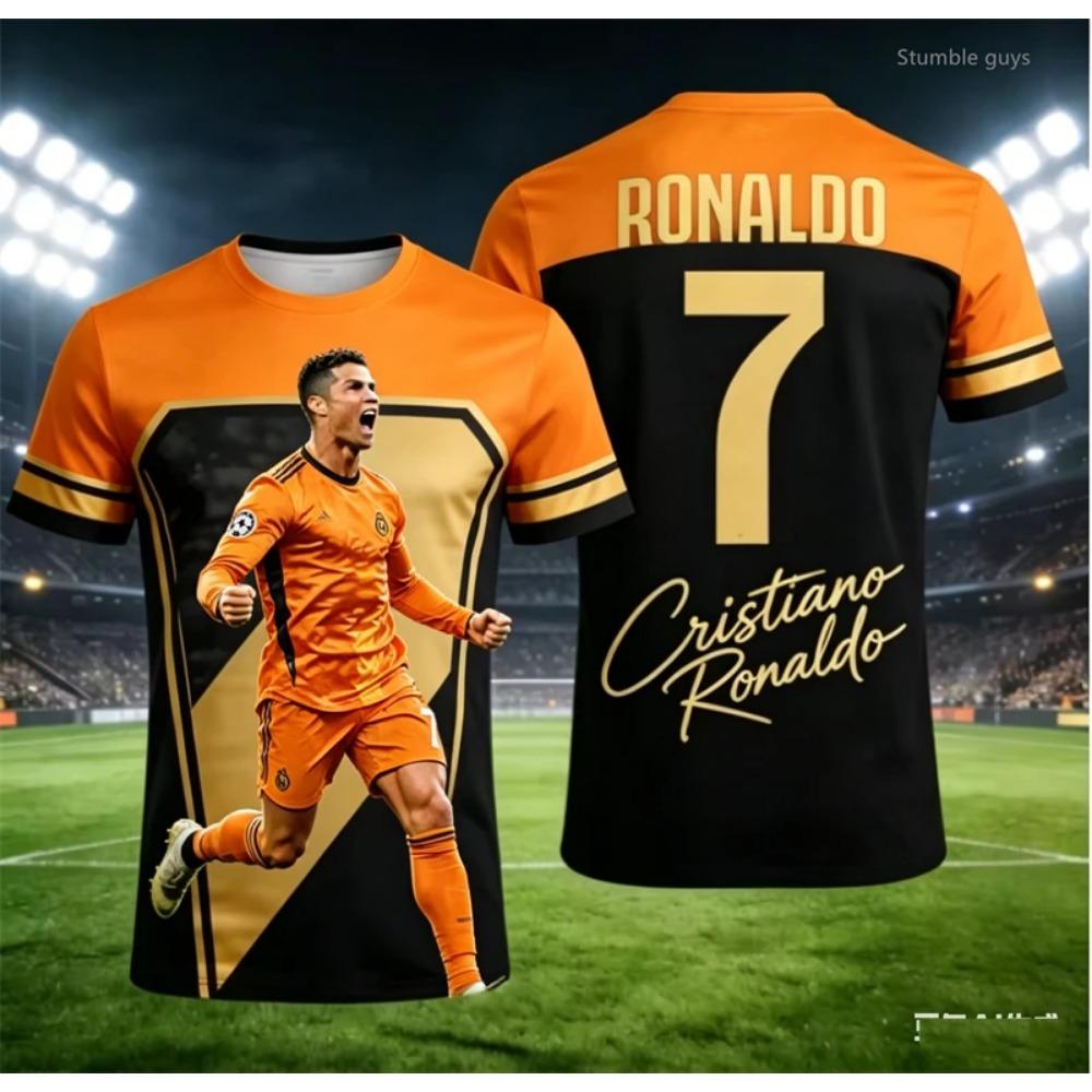 Summer Men Ronaldo 7 T-shirt Football Sportswear Short Sleeve Fashion