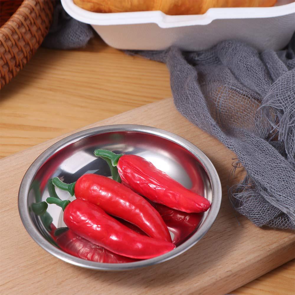 Round Food Snacks Seasoning Dishes Silver Appetizer Condiment Tray Dessert Dish  Vinegar