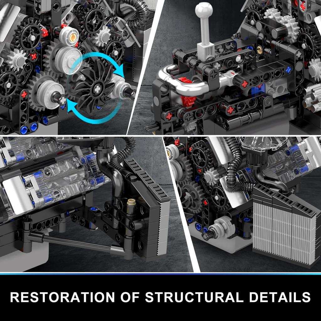 Mould King 10230 W12 Engine Model, Gasoline Car Engine Replica Model Set, STEM Toy for Kids, Adults, Car Enthusiasts, and Collectors (871 Pieces)