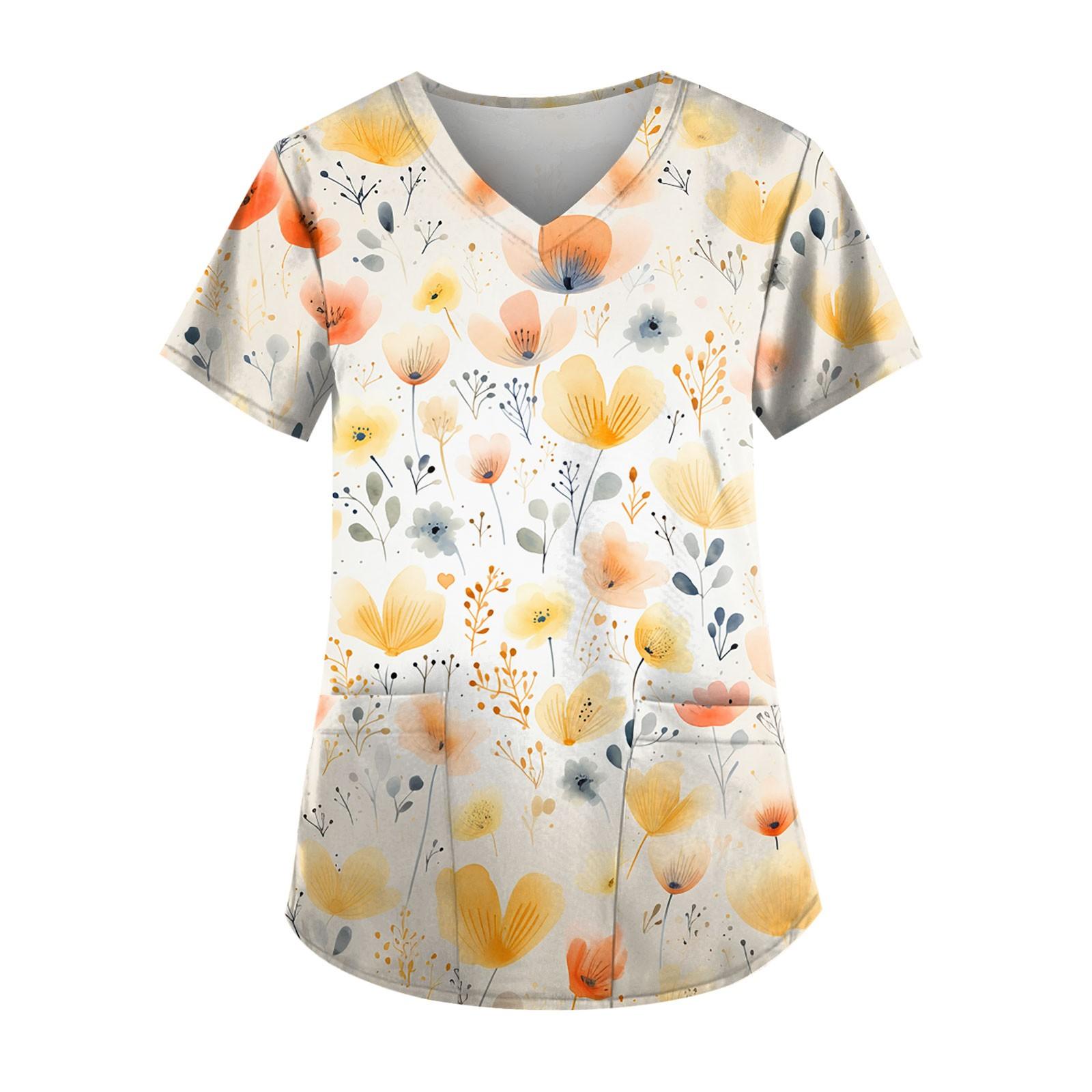 

Жіноча кишеня з V-подібним вирізом і принтом у вигляді оленя з короткими рукавами XL жовтий