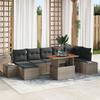 VidaXL 8-Piece Garden Dining Set with Grey Poly Rattan and Acacia Cushions 3349992