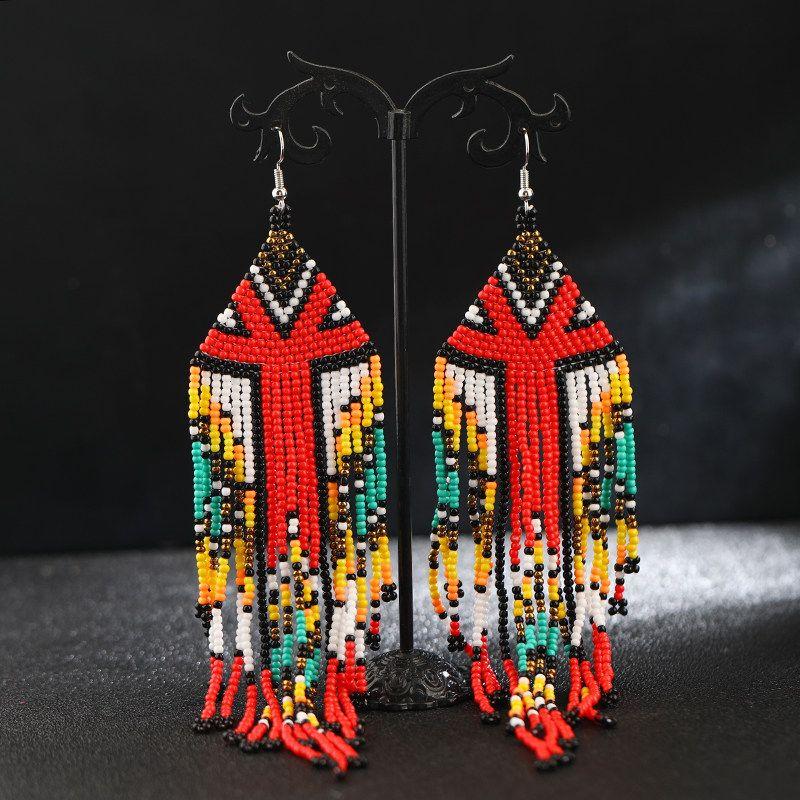 Hand-Woven Bead European and American Personalized Elegant Earrings for Women