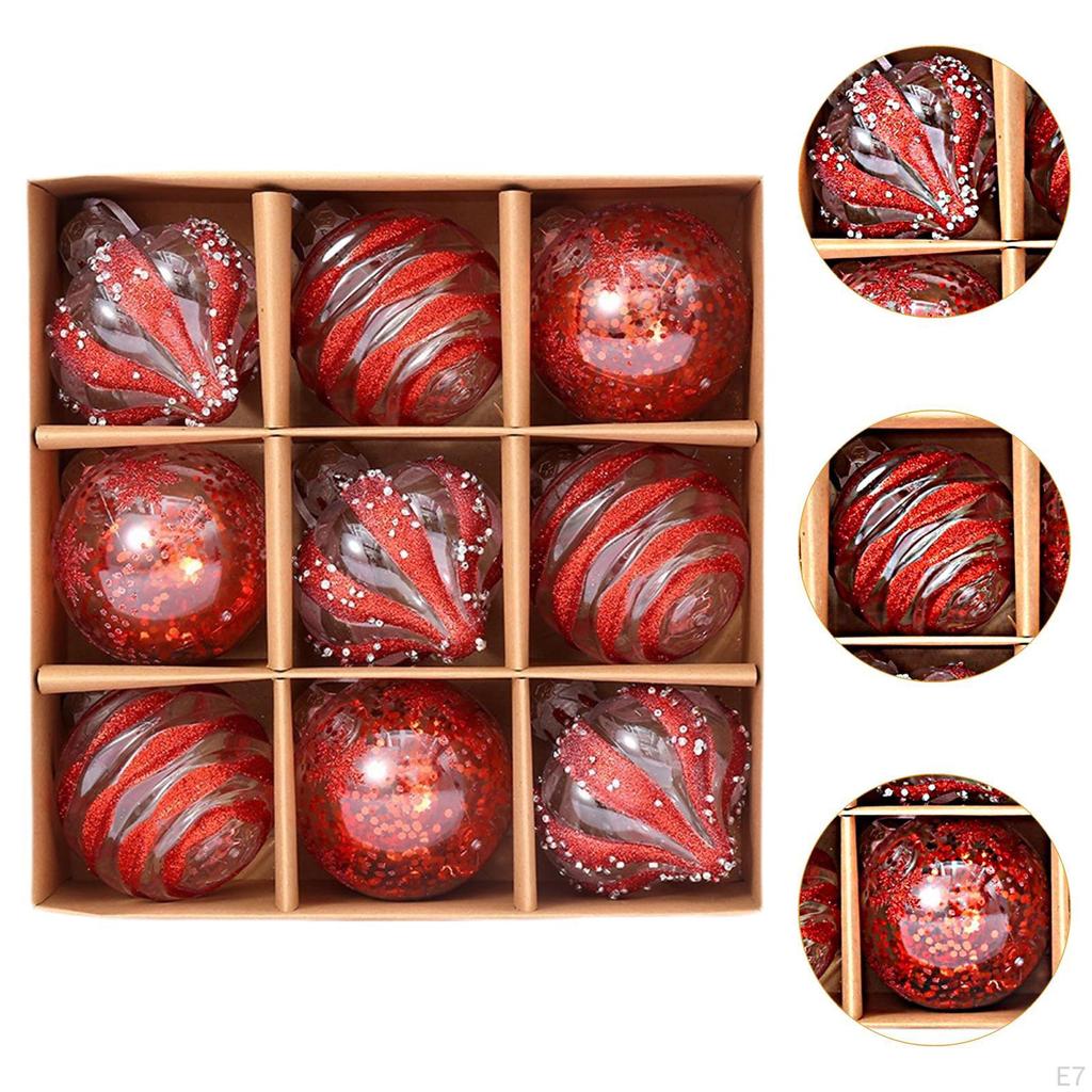 9 Pieces Christmas Ball Ornaments Decorative Baubles Charm Pendants Shatterproof Xmas Tree