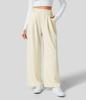 Women's High Waist Pleated Wide Leg Dress Pants Solid Color Office Business Trousers With Side Pockets