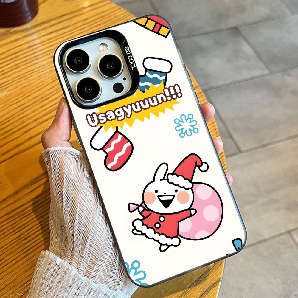 

Cartoon Cute U-Usagyuuun-n Phone Case For iPhone 16 17 15 14 12 13 Pro Max Black Color Shockproof Cover iPhone15plus