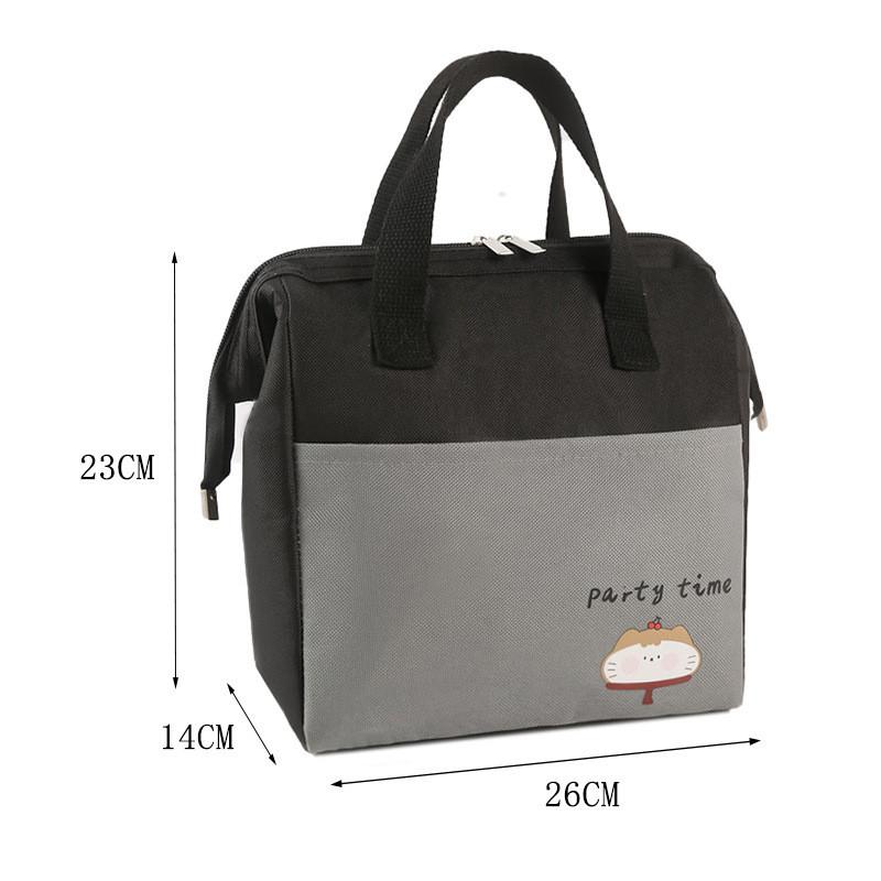 Cute Insulated Lunch Bag For Students With Carry Handle Animal And Letter Prints For School And Travel
