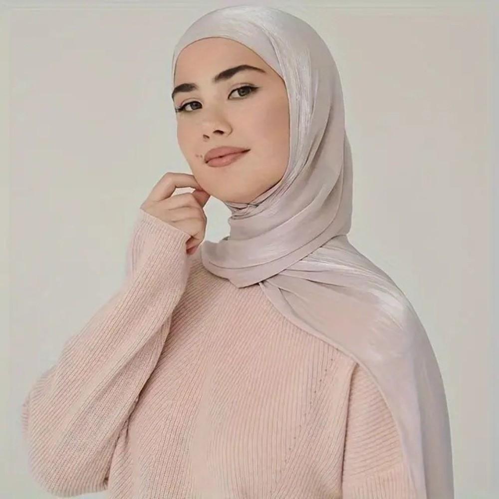 Silk Headscarf Long Wraps Shawl Luxury Islamic Turban  Party