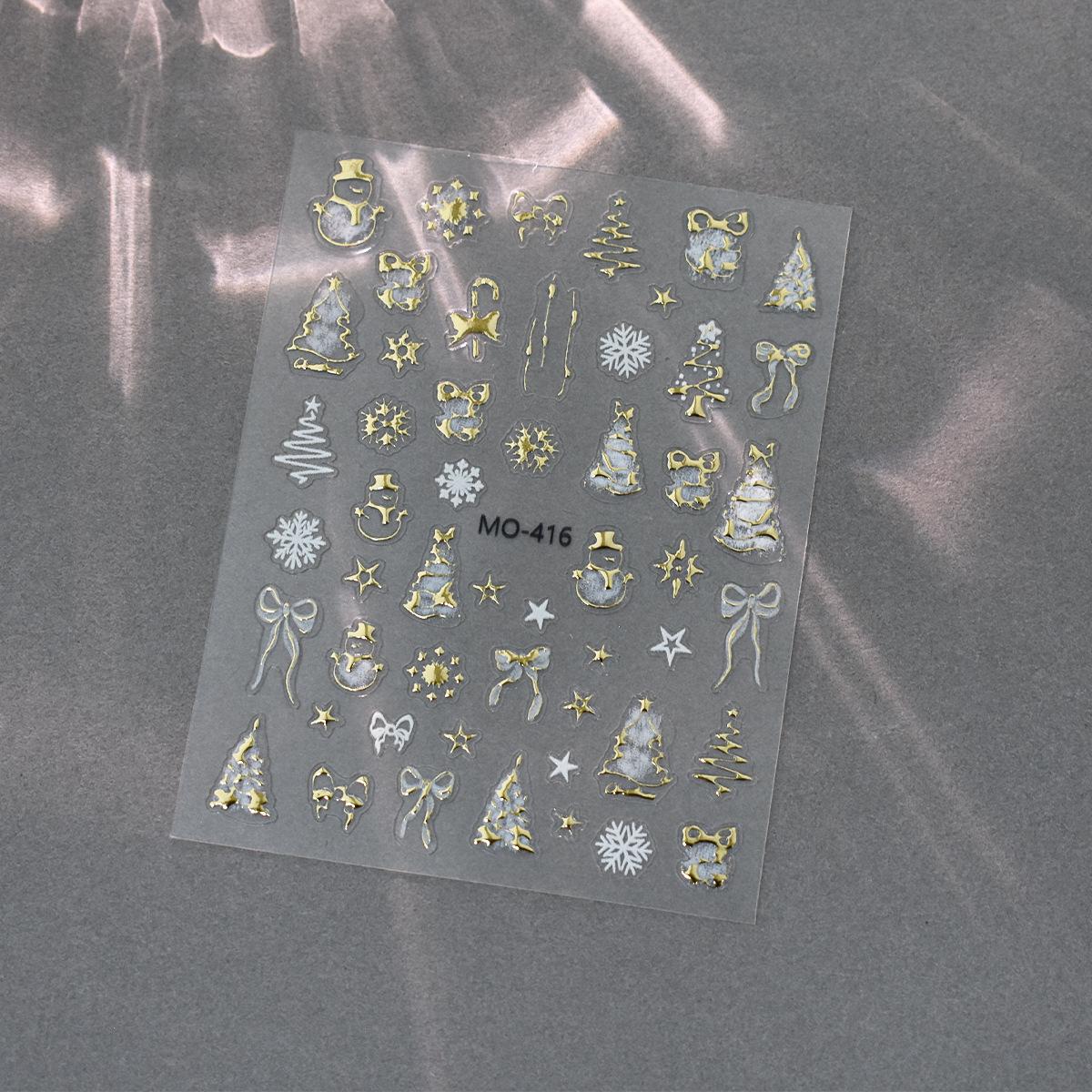 Embossed Snowflake Nail Stickers: Winter Hot Stamping Decals