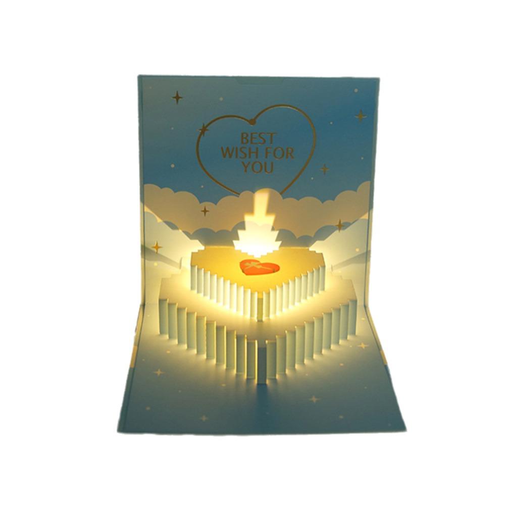 С Днем Рождения 3D Светящаяся Музыкальная Открытка С Конвертом Функция Освещения Pop Up Открытка с Тортом Музыкальная Функция Музыкальная Поздравительная Открытка