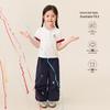 LUSON Girls' Summer Henry Collar Color-block Short Sleeve T-shirt