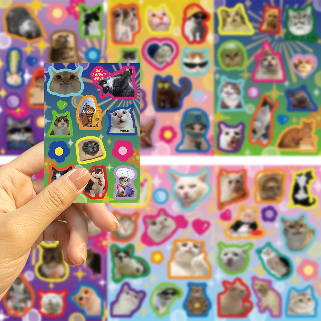 8 Colorful Kitten Emoticon Package Stickers DIY Hand Account Small Card Mobile Phone Case Decoration Korean Ins