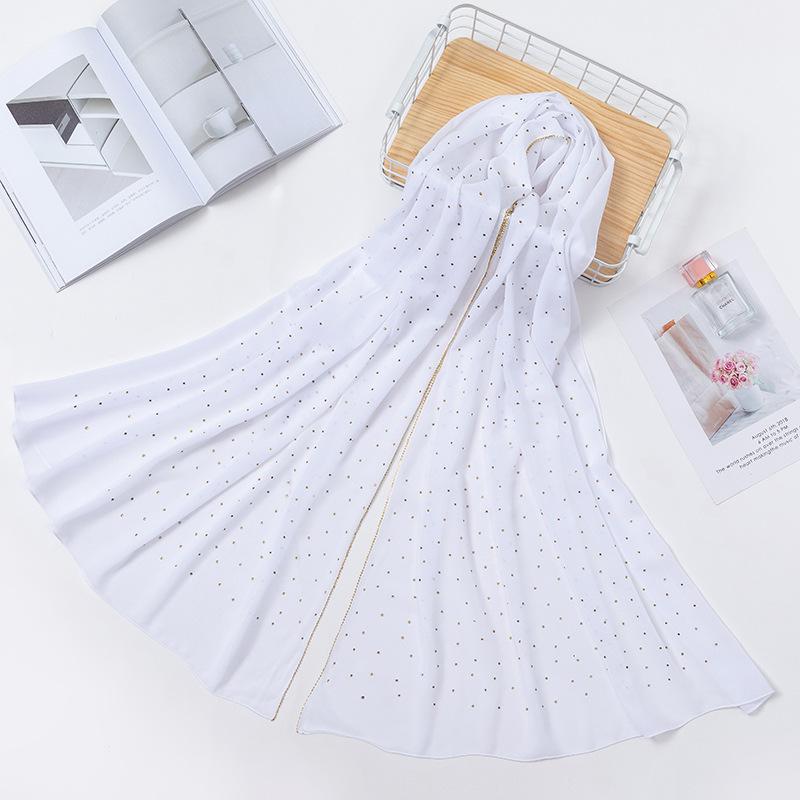 New Product Diamond Chiffon Women Long Hijab Hijabs Muslim Lady Scarf Caps Islam Clothing Turkish Turban Headscarves Pareo