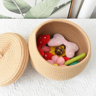 Cesta de almacenamiento de cuerda de algodón, decorativa, moderna, redonda, tejida para el hogar, para armario o escritorio.