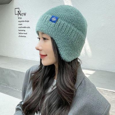 Damvinterdaglig Angora Stickad Pälsmössa