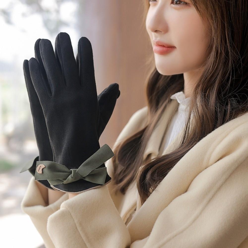 Soft Women Anti-cold Mittens Plush Windproof Finger Mittens 2 Finger Flip Gloves Cycling