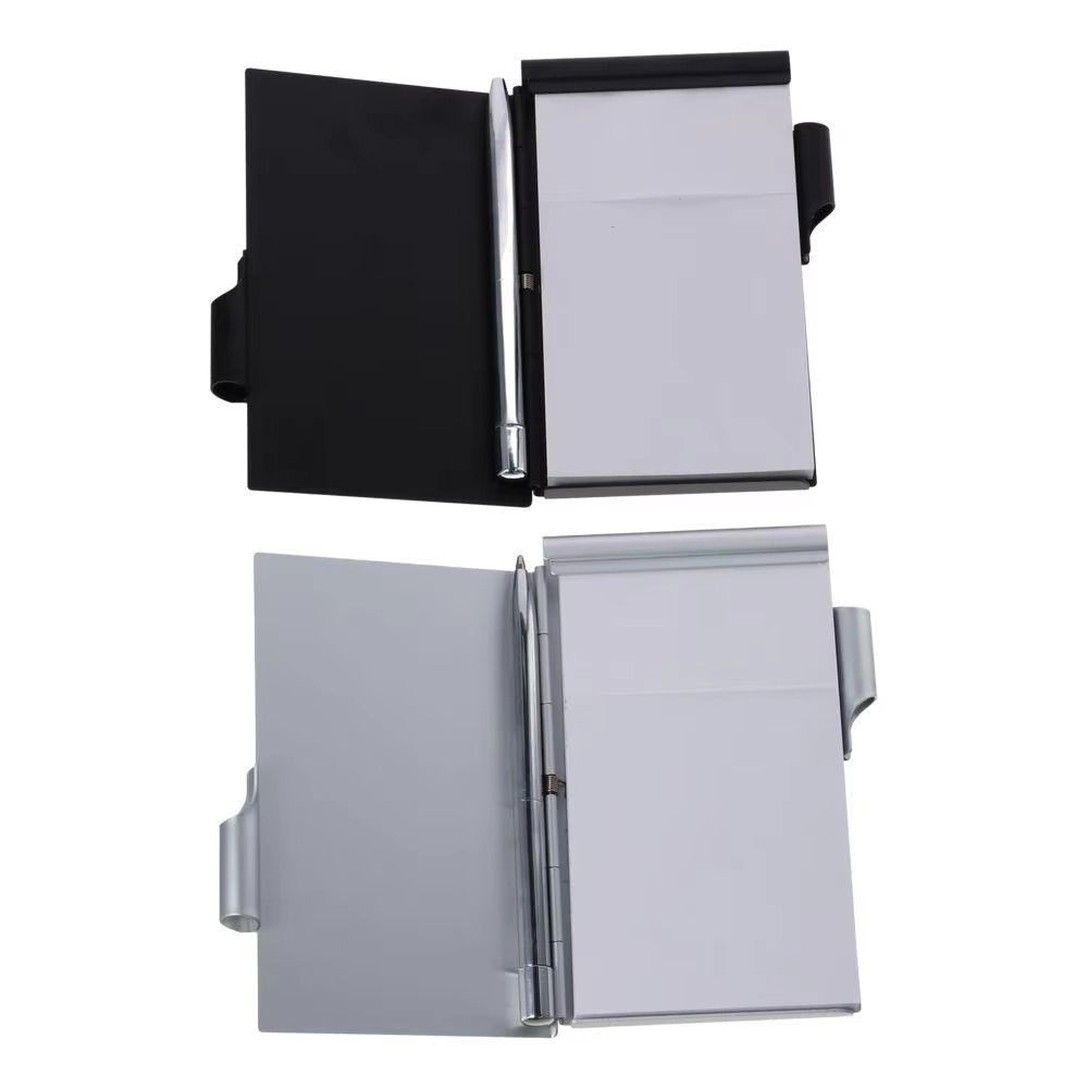 Tragbares Aluminium-Notizbuch mit Stifttasche Büro-Notizblock Nachfüllbares Papier mit Notizzetteln Metall-Taschennotizbuch Schüler Schule