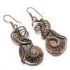 Ammonite Fossil Earrings, 999 Copper Wire Wrapped Earrings, Handmade Gemstone Jewelry Earrings For Memorial Day