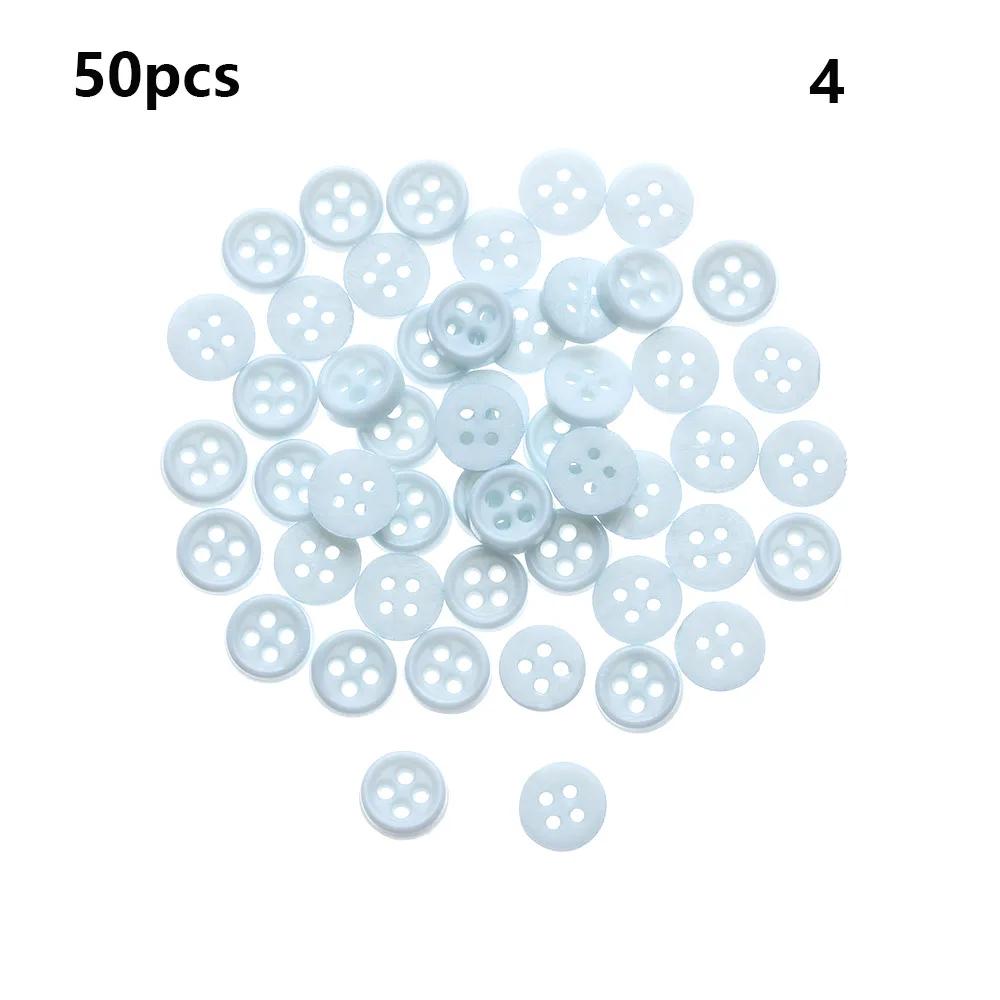 50pcs 4 Holes Mini Buttons for Doll Clothes Round Candy Color Plastic Buckles DIY Doll Bag Sewing Handmade Doll Accessorie