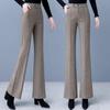Damen Hose aus echter Wolle, High-Waist, formend, leicht ausgestelltes Bein - Modisch, Lässig und Dünnes Schlag-Design