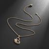 Women's Fashion Butterfly Letter Design Heart Shape Zircon Pendant Necklace Creative Romantic Sweet Casual Gift