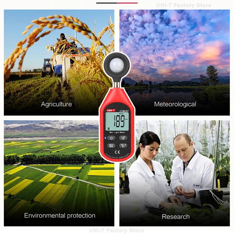 UNI-T UT383 UT383BT Mini Light Meter Digital Professional Luxometer 199900Lux 18500FC Illuminometer Photometer Light Lux Meter