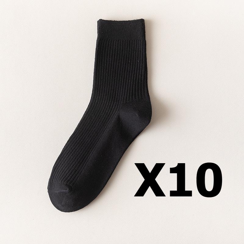 

5/10 пар мужских хлопковых носков в вертикальную полоску, дышащие носки до середины голени, деловые спортивные носки one size чёрный