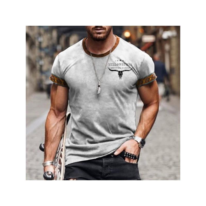Men's 3D Printed T-Shirt Vintage pattern printing Short Sleeve O-Neck Pullover casual top