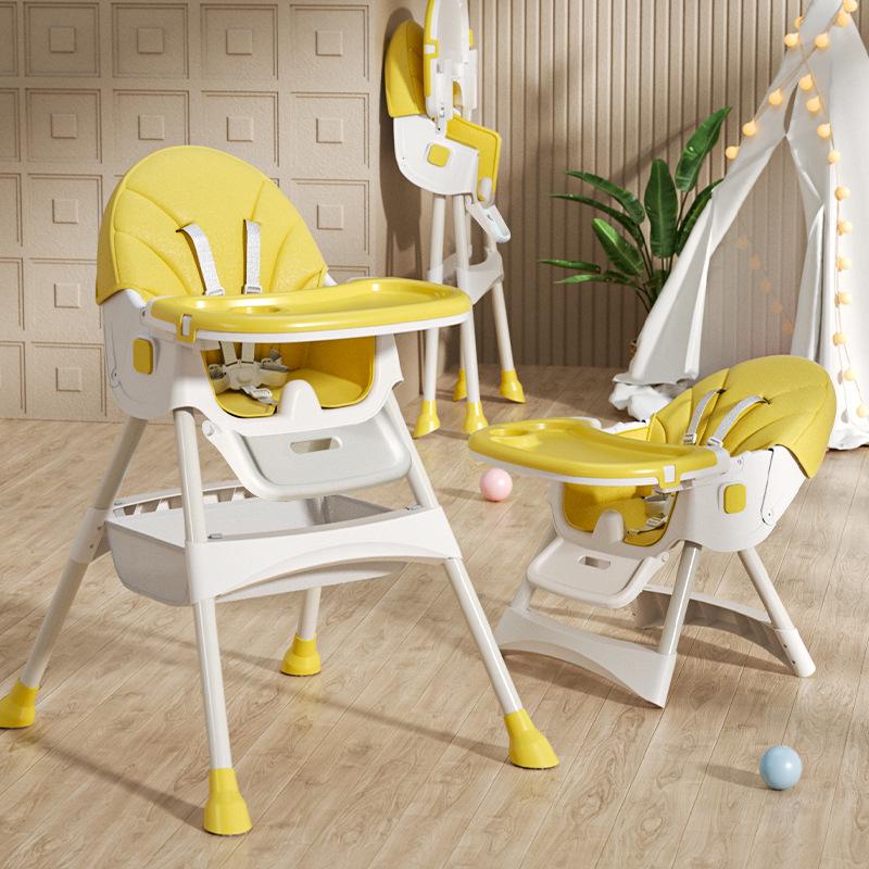 Foldable Portable Baby High Chair with Wheels - Adjustable & Modular Dining Seat for Children