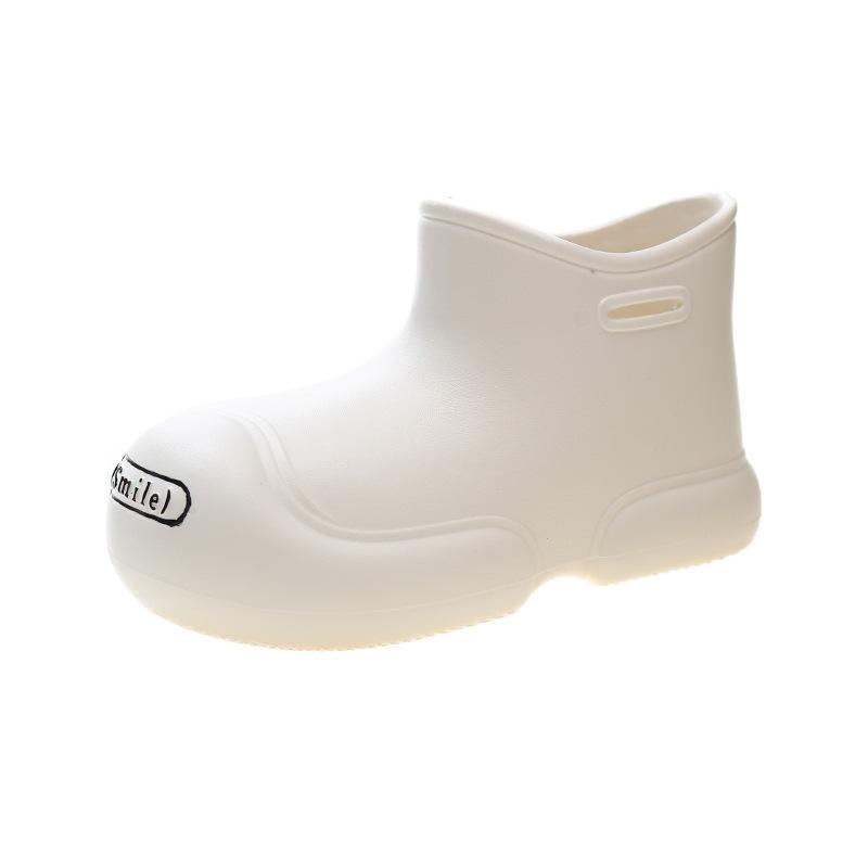 Fashion Soft-soled Water Shoes Parent-child New Waterproof Rain Boots Women's Tide Open Smile Short Tube Women's Rain Shoes