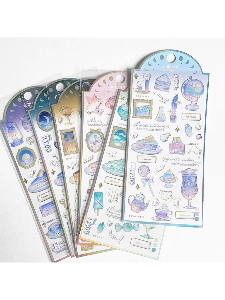 3 pcs/6 pcs Wonderful Starry Sky Time Gilding Stickers Scrapbooking Diy Journal Stationery Sticker Deco School Supplies Gift