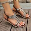 Außenhandel Sommer neue flache Sohle große Größe Strass Blume elastische Fischmaul Sandalen Damen 2025