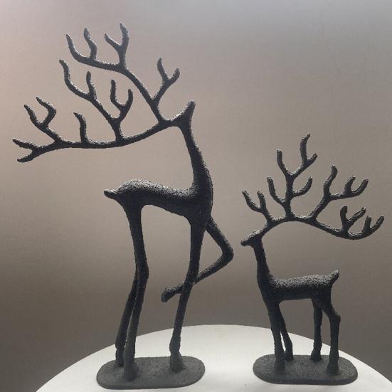 Yousheng Christmas Reindeer Statue Minimalist Artistic Deer Figurine Metal Animal Sculpture Home Office Desktop Decoration Ornament