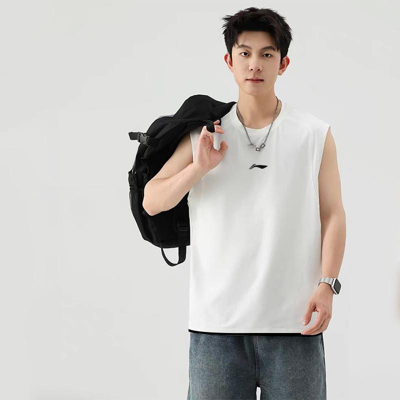 Li Ning Sports Comfortable Simple Versatile Summer Casual Lightweight Breathable Sleeveless Top Fitness Training Unisex tops White YVSW023-1