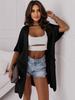 2026 Spring/Summer Women's Casual Knit Batwing Cardigan with Pockets - Loose, Mid-Length, Short Sleeve Outerwear