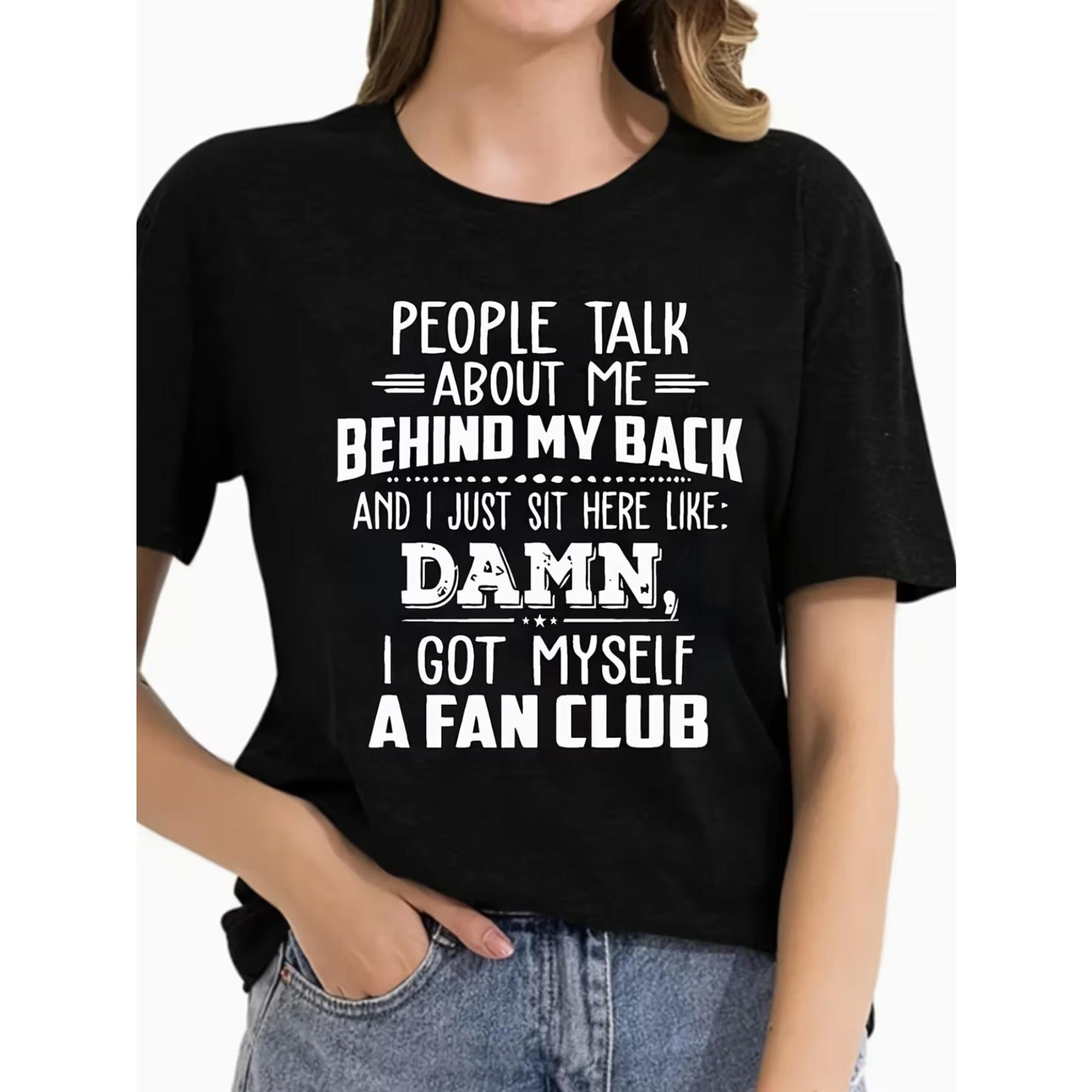 Смешная футболка с лозунгом  Люди говорят обо мне за моей спиной  - Мягкая дышащая футболка с круглым вырезом S чёрный