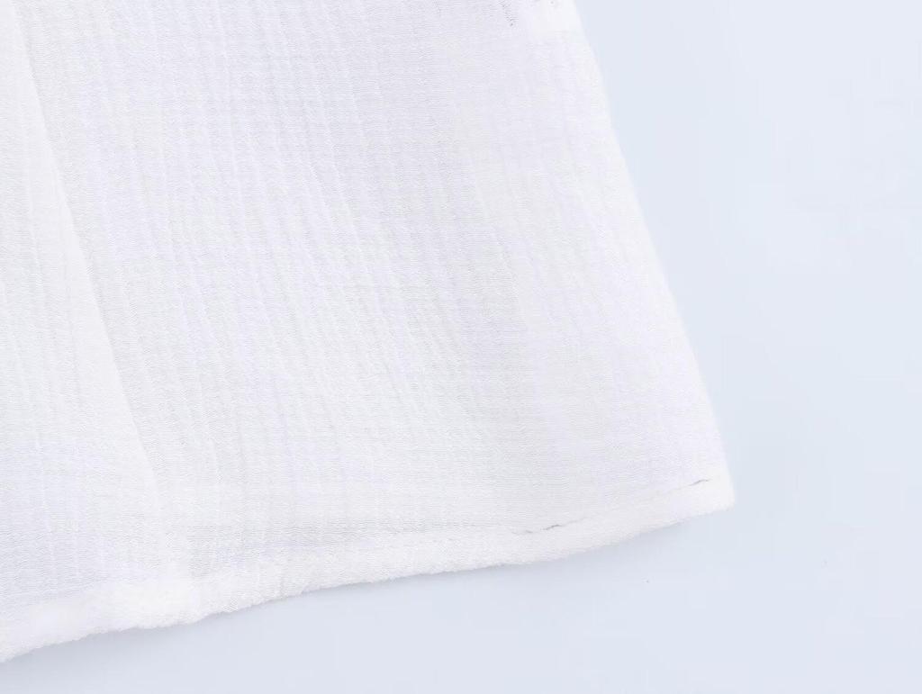 Women's European & American Style Hollow Embroidery Short Shirt - Spring 2025