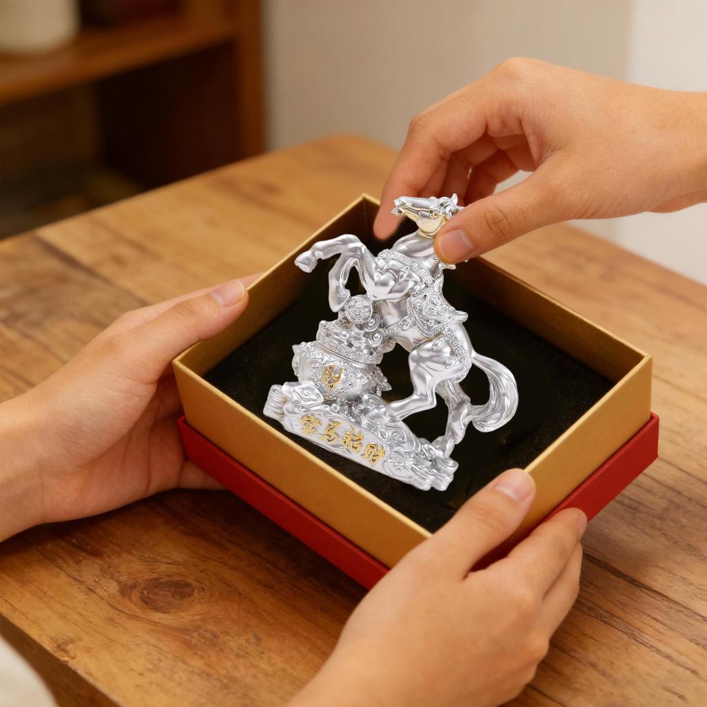 Resin Chinese 2026 Year of Horse Ornament Blessing Souvenir Feng Shui Horse Year Ornament Home Office Tabletop Decoration